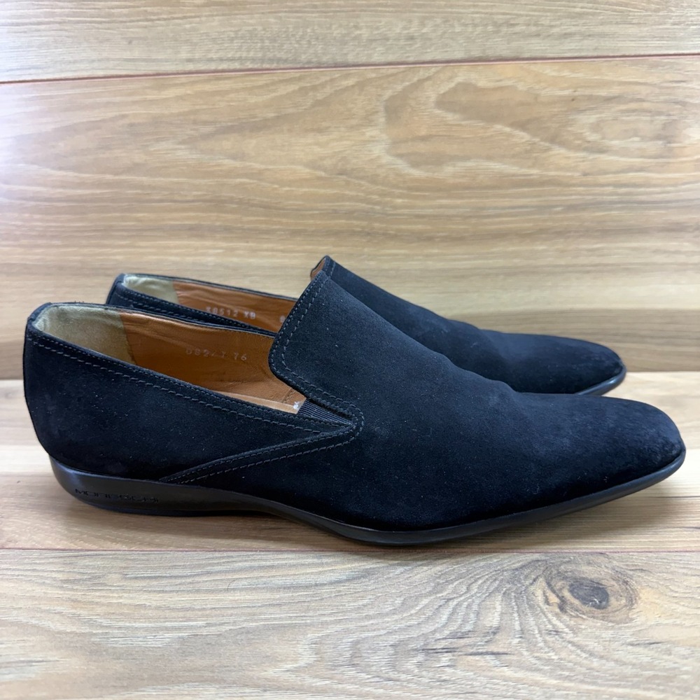 MORESCHI Venetian Loafer Mens 8.5 Black Suede Formal Dress Tuxedo Shoes